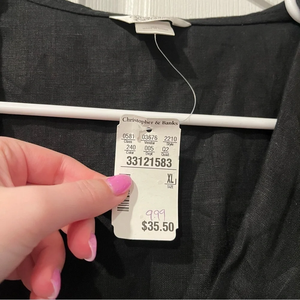 BNWT Christopher & Banks Black Wrap Top - Size XL